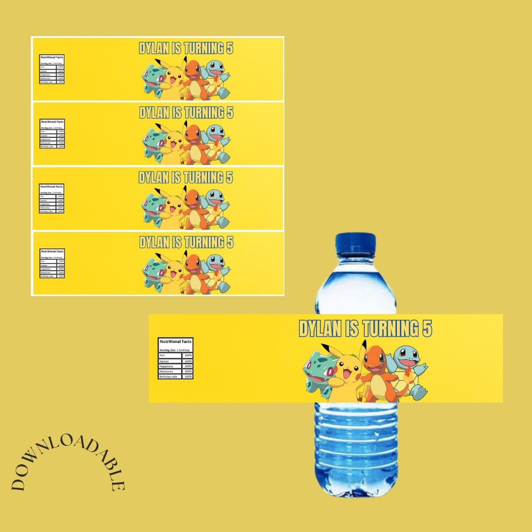 Pokemon Bottle Labels - Etsy