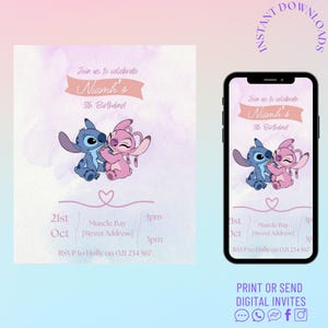 Stitch and Angel Birthday Invites