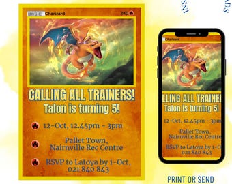 Charizard Birthday Invites