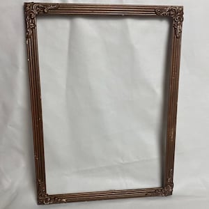 Antique Vintage Picture Painting Frame brassy Gold Wood Ornate Gesso Art Deco approximately 15.25” x 11.25”