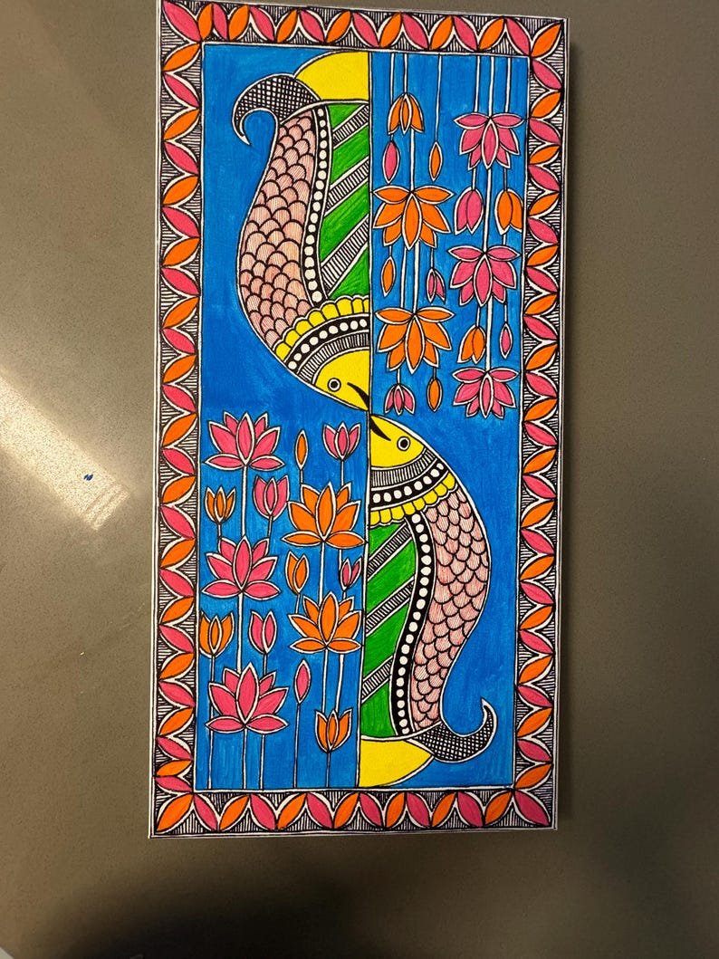 Set of 3 Madhubani Hand Painted Home Decor Canvas Wall Hanging