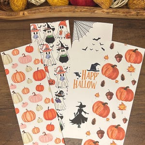 Fall & Halloween bookmark set - Autumn Bookmarks, optional binder hole punch