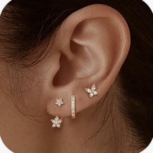 Piles de boucles d'oreilles plaquées or 14 carats - Boucles d'oreilles grimpeur d'oreilles, créoles, ensembles de boucles d'oreilles, cache-oreilles, coffret cadeau, cadeau pour elle, cadeau de Noël