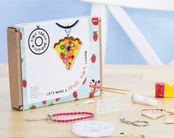 Fruit Tart Themed Jewellery Craft Kit. Makes 3 Things: Necklace, Bracelet & Keyring. Children's Craft Activities. Party Bags Stocking Filler