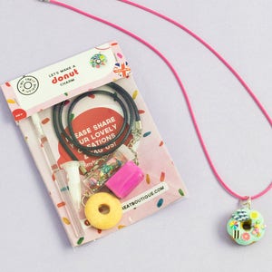 Donut-Themed Jewellery Mini Kit. Children's Craft Kit. Party Bag Filler. Party Activity. Kids Gift. Children's Birthday. Stocking Filler image 1