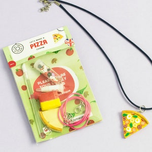 Pizza Themed Jewellery Kit. Birthday Party Bags Games Activities Gifts. Creative Kids Craft Set. Clay Jewelry. Stocking Filler Stuffer image 1