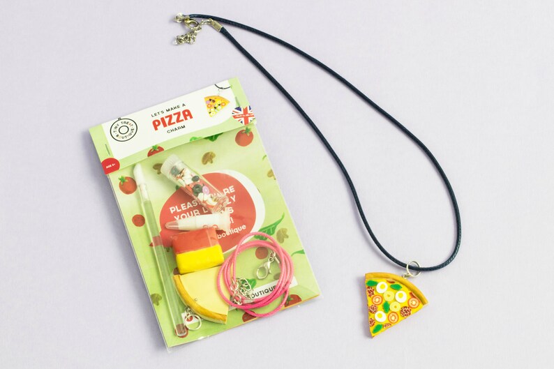 Pizza Themed Jewellery Kit. Birthday Party Bags Games Activities Gifts. Creative Kids Craft Set. Clay Jewelry. Stocking Filler Stuffer image 1