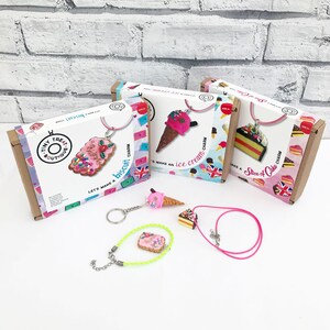 Ice Cream Theme Jewellery Making Craft Kit. Makes 3 Things: Necklace, Bracelet & Keyring. Kids Creative Party Activities. Stocking Filler image 3