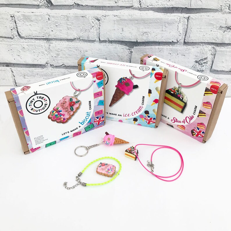 Cake Slice Themed Jewellery Kit. Makes 3 Things: Necklace, Bracelet & Keyring. Kids Jewellery Kit. Party Activities. Stocking Filler image 3