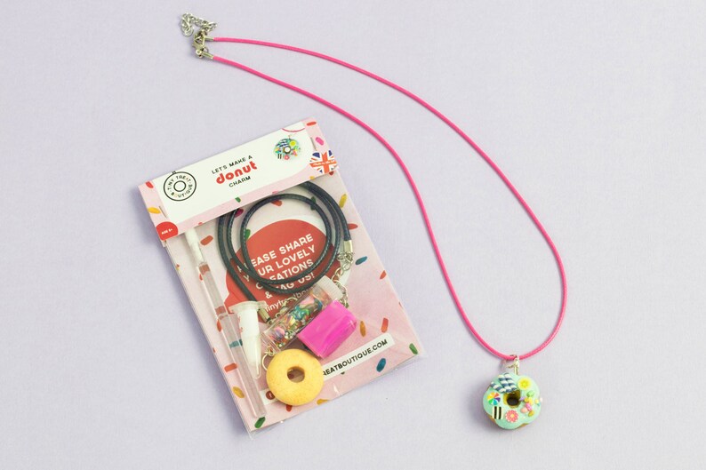 Donut-Themed Jewellery Mini Kit. Children's Craft Kit. Party Bag Filler. Party Activity. Kids Gift. Children's Birthday. Stocking Filler image 1