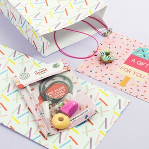 Donut-Themed Jewellery Mini Kit. Children's Craft Kit. Party Bag Filler. Party Activity. Kids Gift. Children's Birthday. Stocking Filler image 4