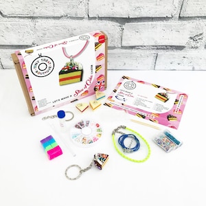 Cake Slice Themed Jewellery Kit. Makes 3 Things: Necklace, Bracelet & Keyring. Kids Jewellery Kit. Party Activities. Stocking Filler image 1