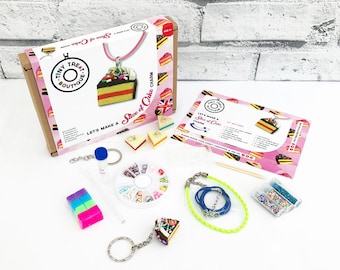 Cake Slice Themed Jewellery Kit. Makes 3 Things: Necklace, Bracelet & Keyring. Kids Jewellery Kit. Party Activities. Stocking Filler