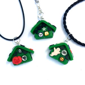 Mini Craft Kit Halloween Haunted House. Clay Charm. Necklace, Keyring or Bracelet. Party Bag Favours Games Ideas. Kids Activities. image 6