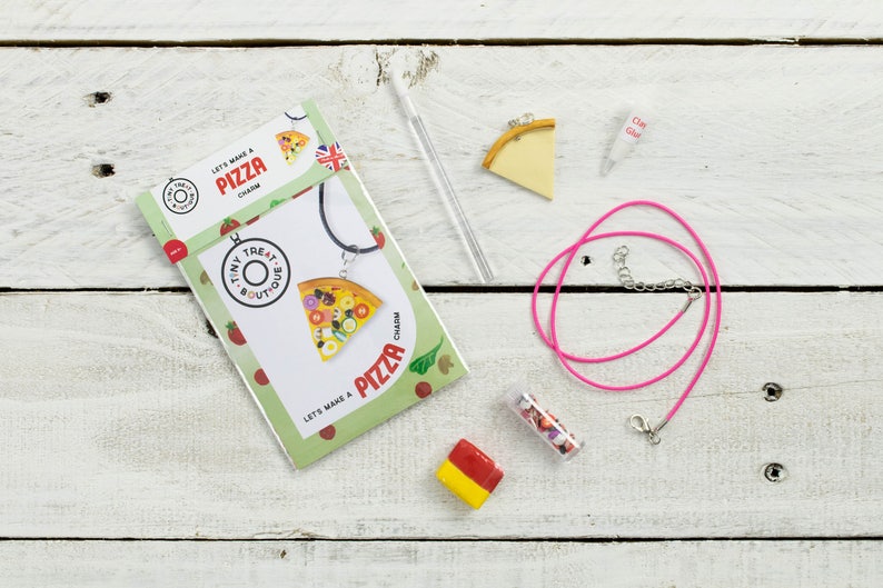 Pizza Themed Jewellery Kit. Birthday Party Bags Games Activities Gifts. Creative Kids Craft Set. Clay Jewelry. Stocking Filler Stuffer image 2