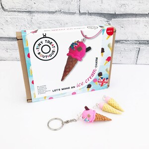Ice Cream Theme Jewellery Making Craft Kit. Makes 3 Things: Necklace, Bracelet & Keyring. Kids Creative Party Activities. Stocking Filler image 2