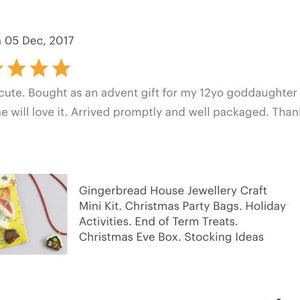 Gingerbread House Jewellery Craft Kit. Kids Jewellery Kit. Party Activities. Creative Gifts. Stocking Filler Teens Children Adults image 6