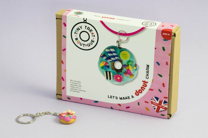 Donut Theme Jewellery Craft Kit. Makes 3 Things: Necklace, Bracelet & Keyring. Kids Craft Kit. Creative Stocking Filler. Jewellery Making. image 4