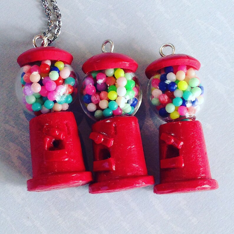 Stocking Filler Sweet Dispenser Gumball Machine Pendant Available on Keyring and Clasp Handmade Candy Dispenser Necklace