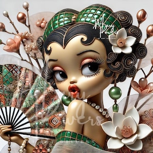 Unique Betty Boop Digital PNG Bundle,Luxurious Afrocentric Art Print