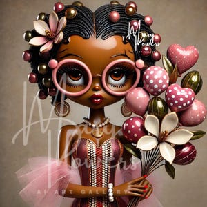 Unique Black Betty Boop Digital PNG Bundle, Luxurious Afrocentric Art Print