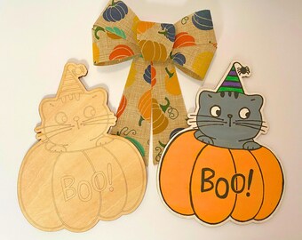 Halloween DIY Paint Kit: Laser Engraved Cat in Pumpkin