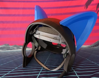 Cat Ears Protogen Fursuit Cosplay — 3D Printed Kitten Style, TPU or PLA, Fits Protogen Head Base