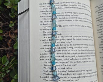 Blue Beach Inspired Beaded Bookmark / Bookhook