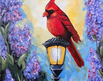 Spring’s Serenade: Cardinal on the Lamp Post