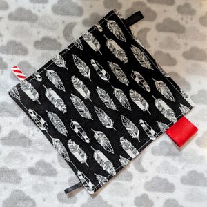 Baby Toddler Crinkle Toy with ribbon tags, sensory play, crinkle paper shower new baby gift, black and white Arrows / Red and Black Plaid