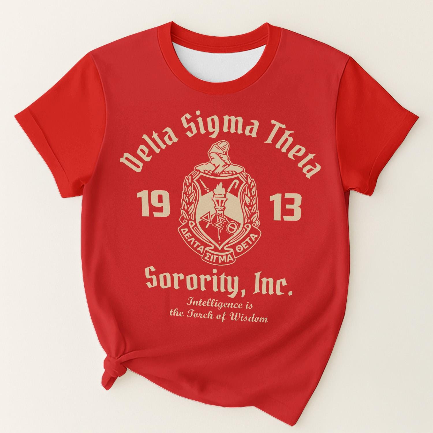 DST T-Shirt Pajamas Set, Red Sorority Shirt, Women Set of Pajamas, Greek Life Nightwear