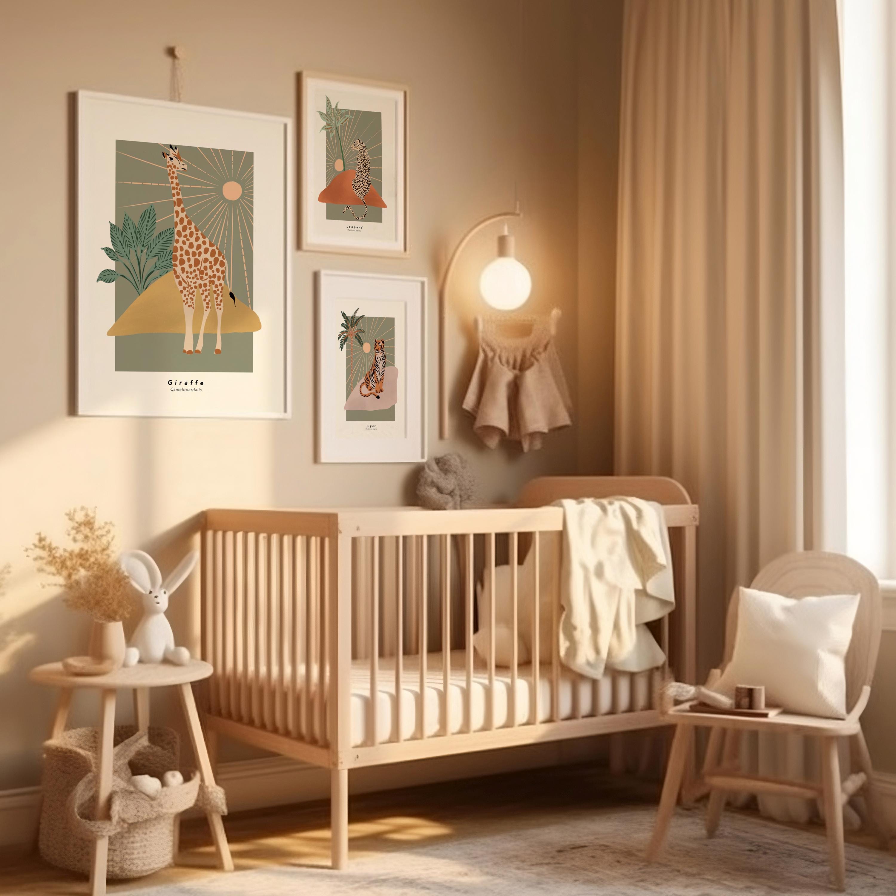 Jungle Nursery Wall Art, Contemporary Print, Tropical Safari Nursery ...