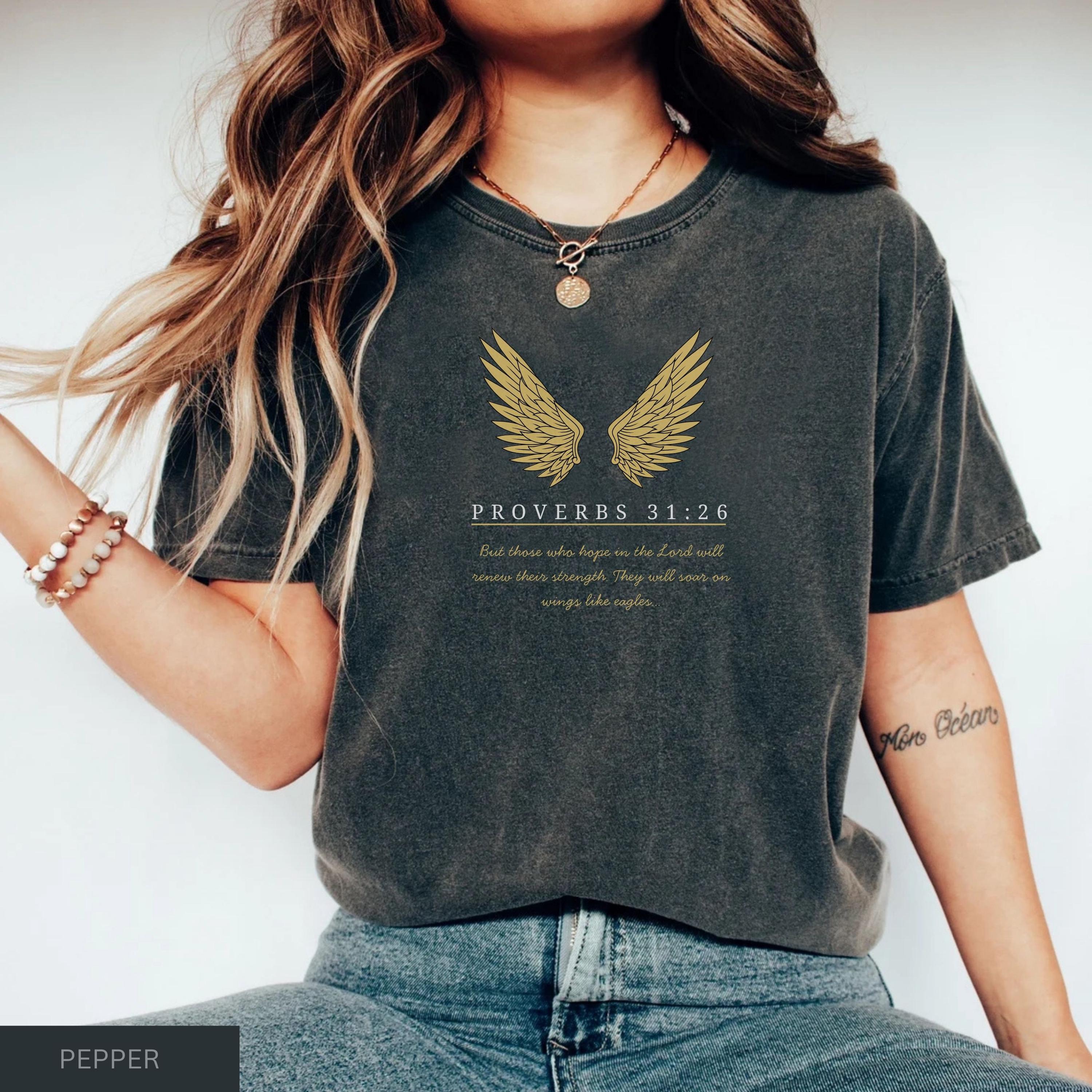 Comfort Colors® Wings like eagles shirt, Isaiah 40:31, Jesus Faith Apparel, Bible Verse Shirt, Christian Mom Shirt, God Lover Tee, Faith Tee