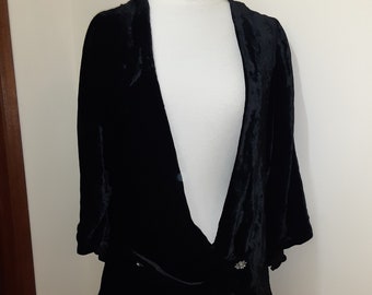 Vintage Black 1920's Black Velvet 20s Jacket
