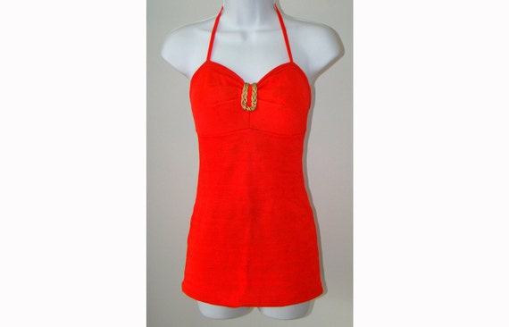 Red 1940's Gantner Glo Swimsuit Bathing Suit 40's - image 1