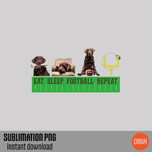 eat sleep football repeat png, football lover sublimation, dog lover, football fan, football gift idea, chocolate labrador, dog football fan