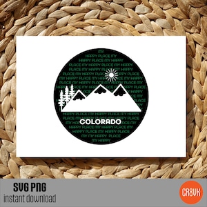 montagna all'aperto luogo felice svg, avventura png, decorazione murale digitale, custodia per iPhone, pini sereni, borsa da mercato, cricut o silhouette