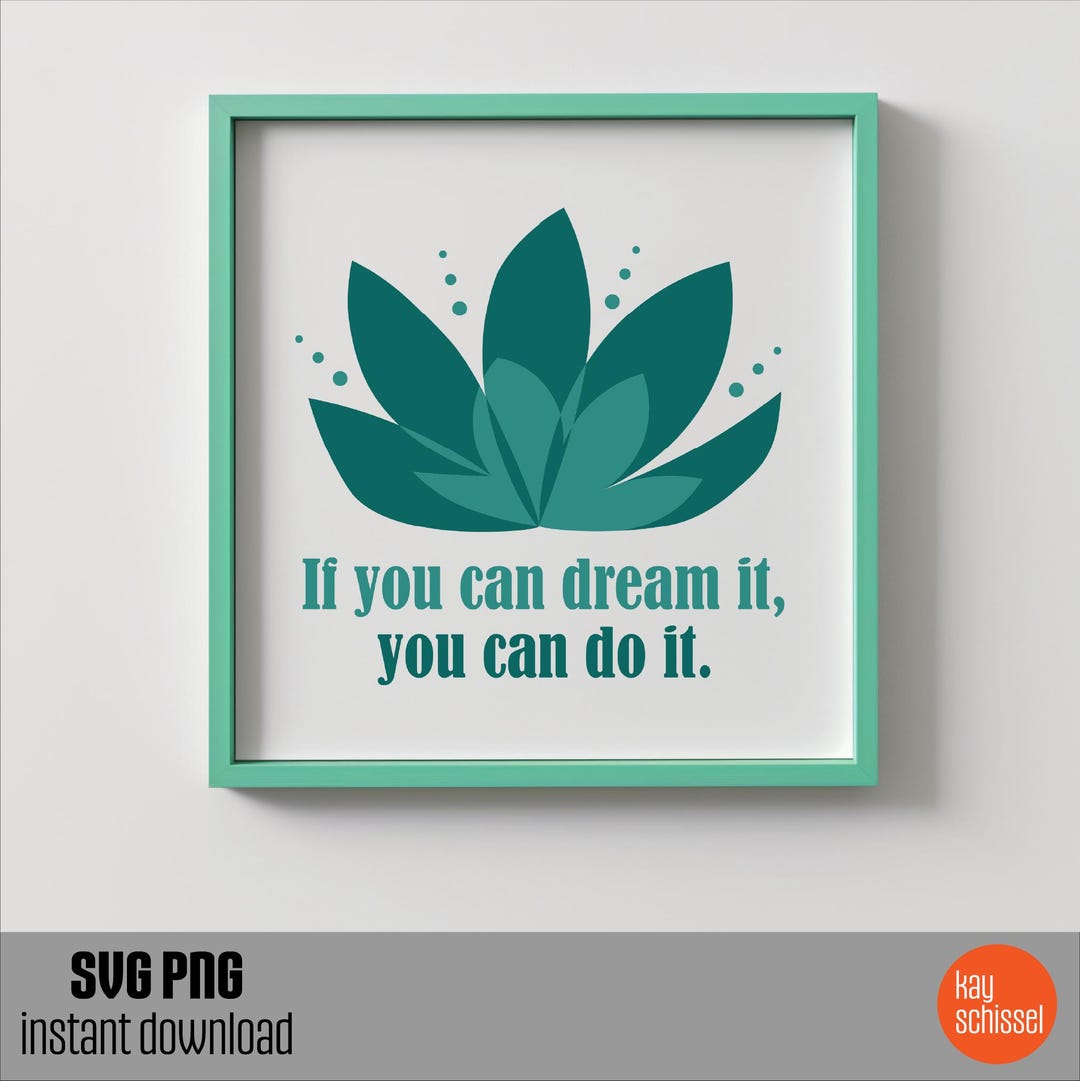 Teal Lotus Flower Motivational Quote Svg, Affirmation, Inspirational ...