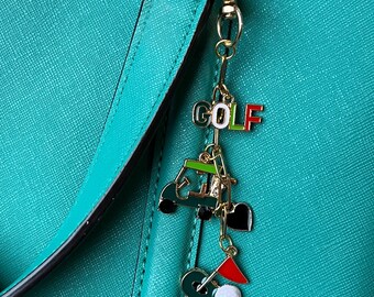 Golf Bag Charm – Sports Keychain – Golfer Bag Accessory – Athletic Purse Charm – Handmade Golf Gift – Custom Sports Charm – Happy Hair Clip