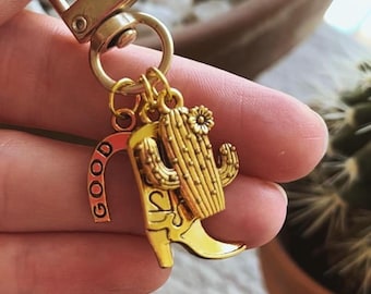 Handmade Western Cowgirl Bag Charm: Custom Rodeo Keychain Accessory