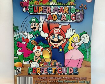 Super Mario Advance Official Perfect Guide Strategy Book Game Boy Nintendo Vintage Collectible  Gaming Gamer Peach Luigi Yoshi Maps Levels