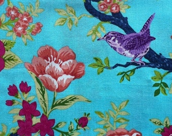 Fabric Destash - Floral, Flowers, Birds, Butterflies - 28 x42  - Ready to Ship