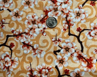 Fabric Destash -  Cherry Blossoms, Flowers, Blossoms  - 40 x 42 - Ready to Ship