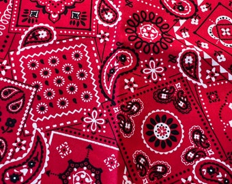 Fabric Destash -  Red Bandana Print - 1 Yard - Ready to Ship