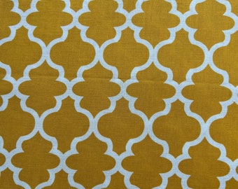 Fabric Destash -  Yellow and White Quatrefoil design - 1 yard - Ready to Ship