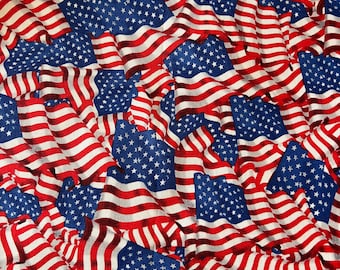 Fabric Destash - American Flag, Red White and Blue, Stars and Stripes, 1 1/2 yards- Ready to Ship