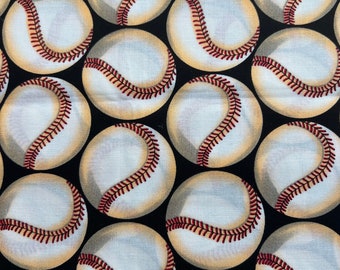 Fabric Destash -  Baseballs, Sports, Balls   - 29x42 - Ready to Ship