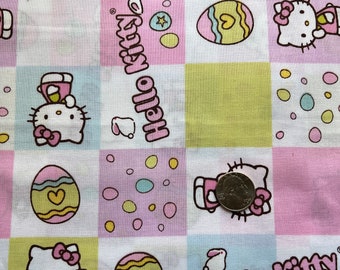 Fabric Destash - Hello Kitty, Eggs, Kitty - 1 Yard - Ready to Ship