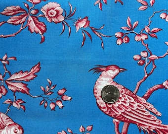 Fabric Destash -  Red Bird on Blue Background - West Indies by Jennifer Paganelli - Westminster Fibers - 1 yard - Ready to Ship