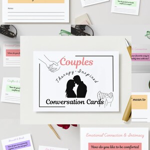 Paartherapie druckbare Gesprächskarten - Beziehungsfragen, Vorschläge zur emotionalen Intimität, Ideen für ein Date Night, PDF Arbeitsbuch für Paare